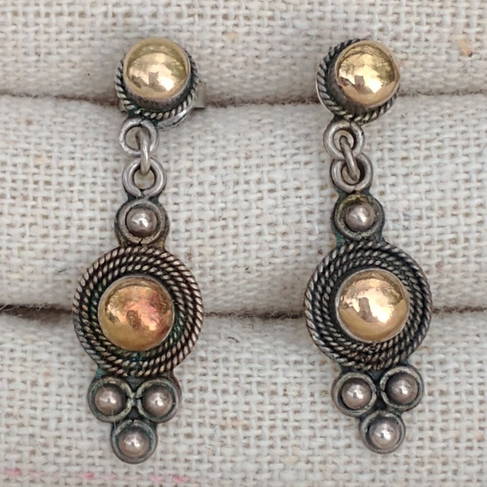 Vintage sterling silver pearl earrings, beaded, trendy, 92.5% pure silver